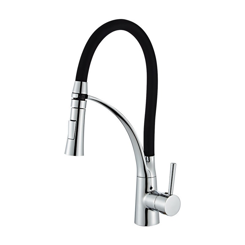 Chrome Body with Flexible Black Silicone Tube Faucet